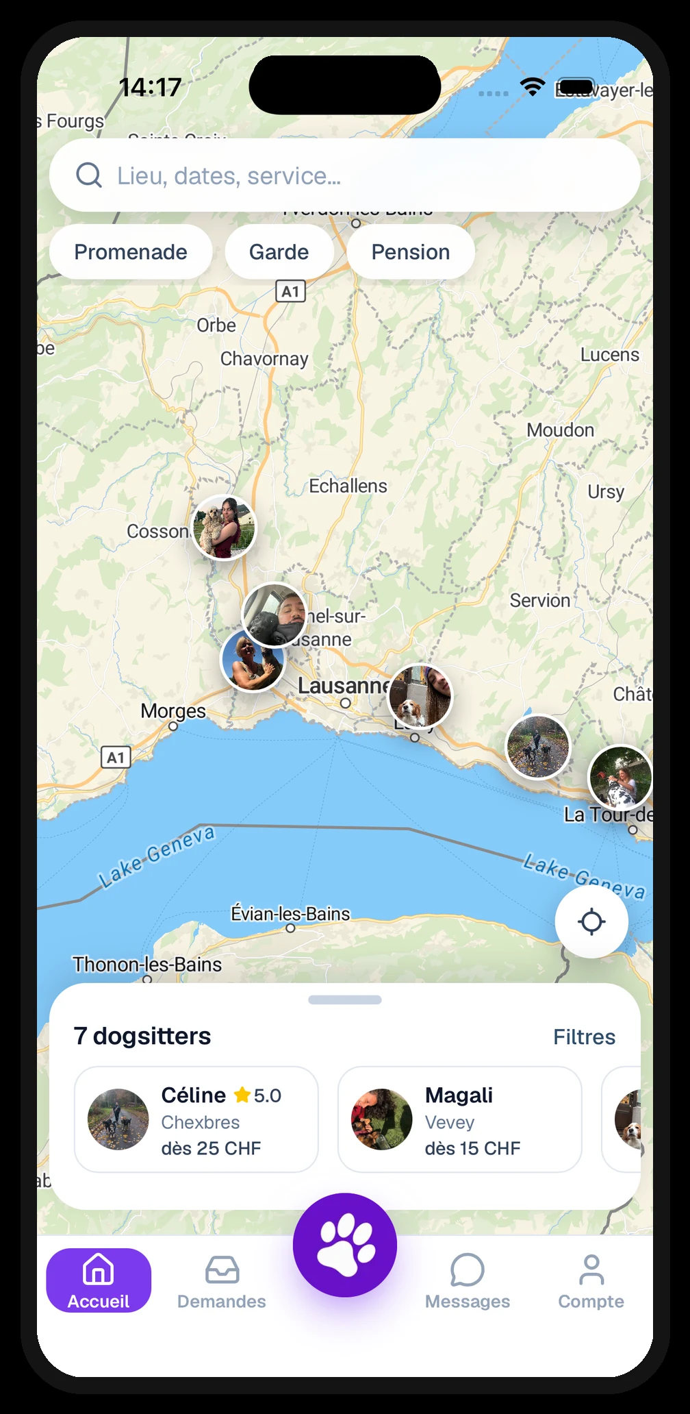 Interface réelle de DogShift